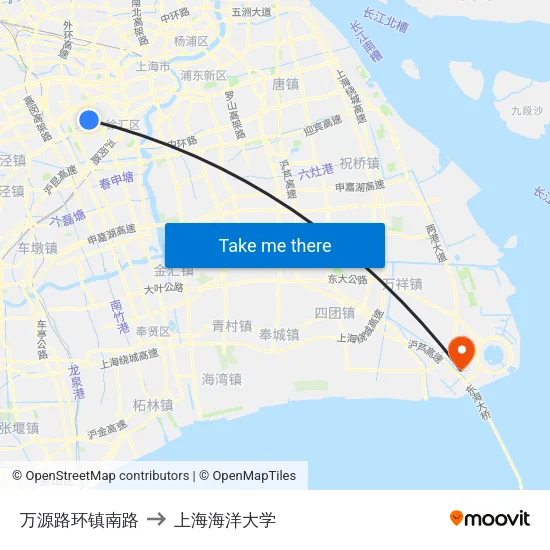 万源路环镇南路 to 上海海洋大学 map