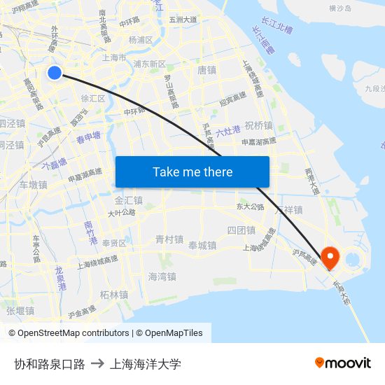 协和路泉口路 to 上海海洋大学 map