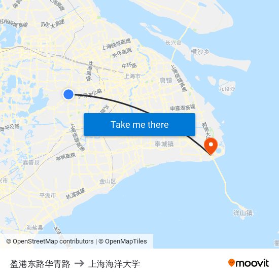 盈港东路华青路 to 上海海洋大学 map