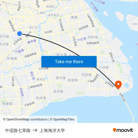 中谊路七莘路 to 上海海洋大学 map