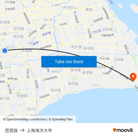 思贤路 to 上海海洋大学 map