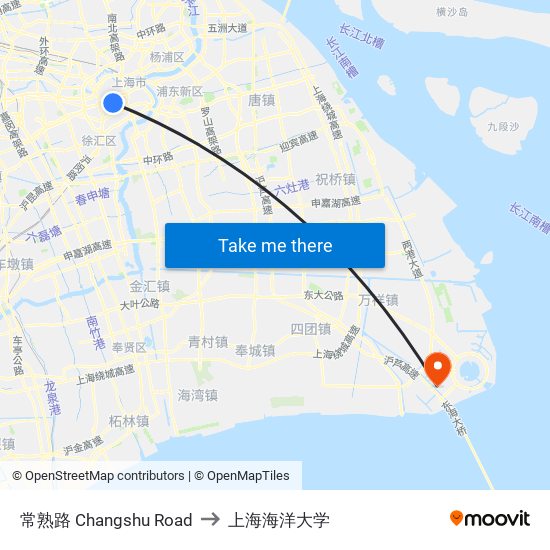 常熟路 Changshu Road to 上海海洋大学 map