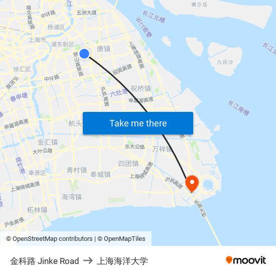 金科路 Jinke Road to 上海海洋大学 map