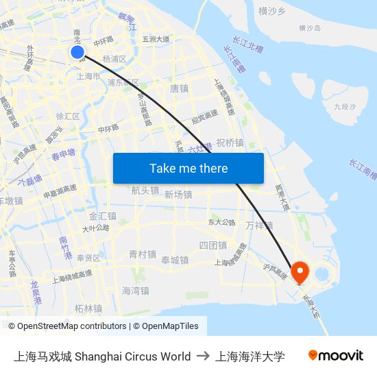 上海马戏城 Shanghai Circus World to 上海海洋大学 map