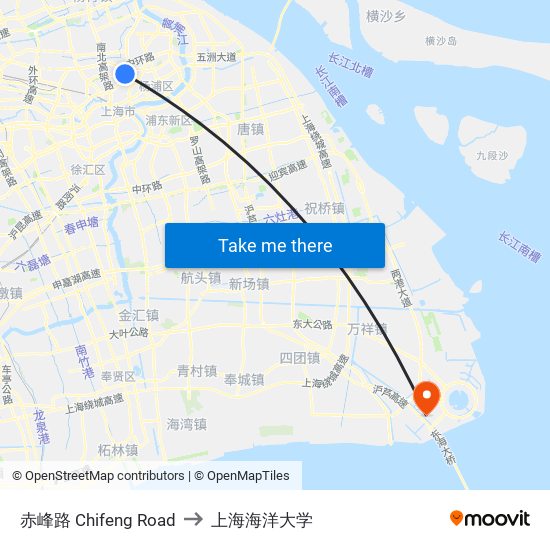 赤峰路 Chifeng Road to 上海海洋大学 map