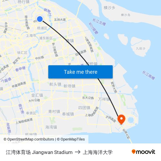 江湾体育场 Jiangwan Stadium to 上海海洋大学 map