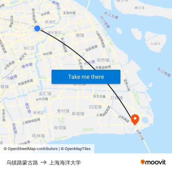 乌镇路蒙古路 to 上海海洋大学 map