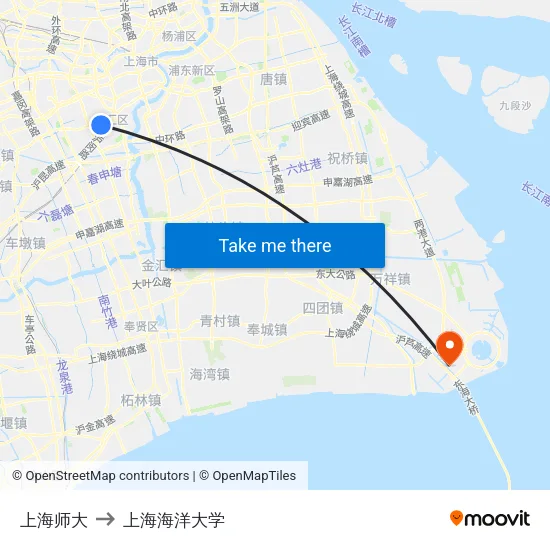 上海师大 to 上海海洋大学 map