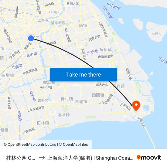 桂林公园 Guilin Park to 上海海洋大学(临港) | Shanghai Ocean University(Lingang) map
