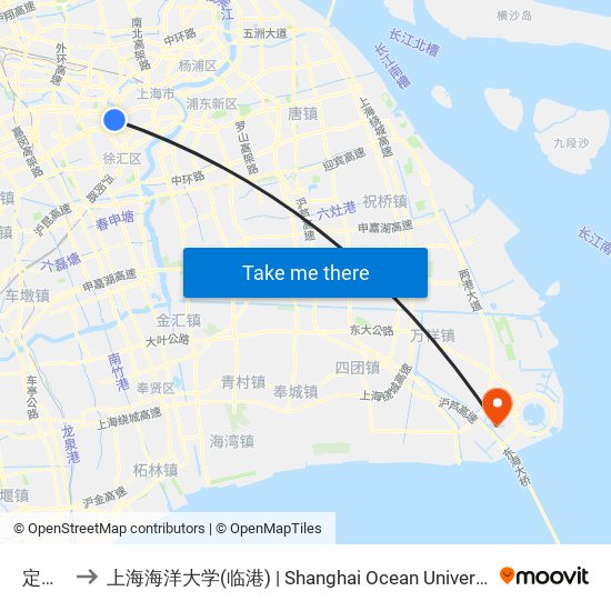 定西路 to 上海海洋大学(临港) | Shanghai Ocean University(Lingang) map