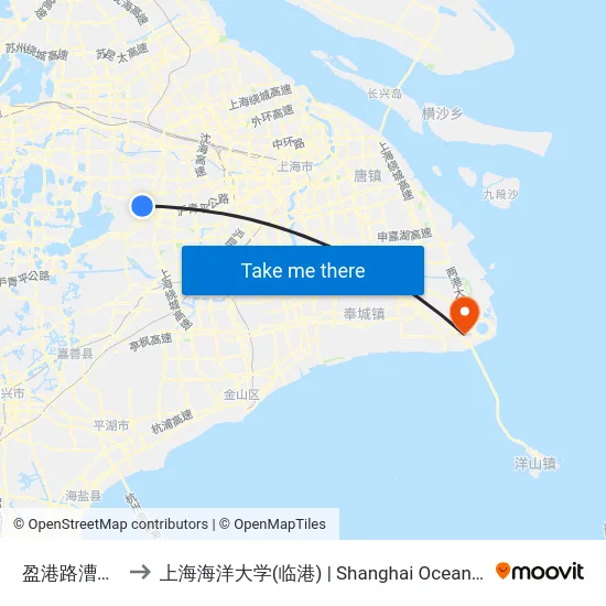 盈港路漕盈路(西) to 上海海洋大学(临港) | Shanghai Ocean University(Lingang) map