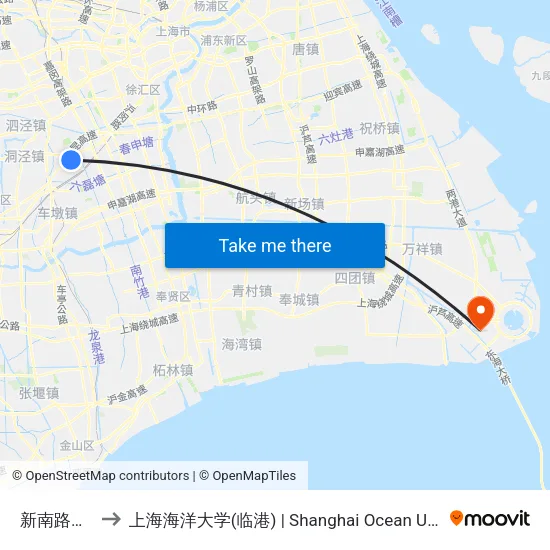 新南路明华路 to 上海海洋大学(临港) | Shanghai Ocean University(Lingang) map