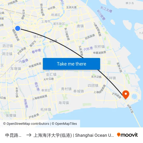 申昆路润虹路 to 上海海洋大学(临港) | Shanghai Ocean University(Lingang) map