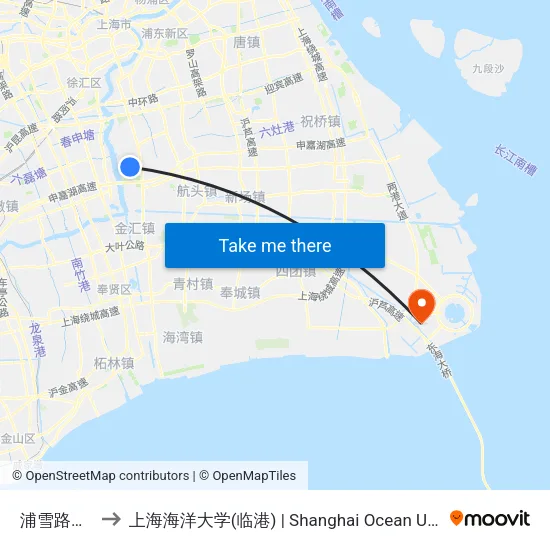 浦雪路江龙路 to 上海海洋大学(临港) | Shanghai Ocean University(Lingang) map