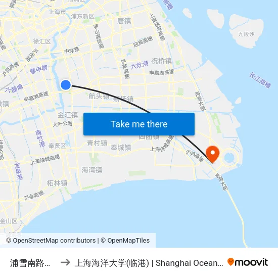 浦雪南路竹园西路 to 上海海洋大学(临港) | Shanghai Ocean University(Lingang) map