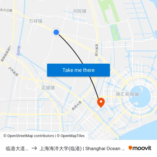 临港大道新泥路 to 上海海洋大学(临港) | Shanghai Ocean University(Lingang) map