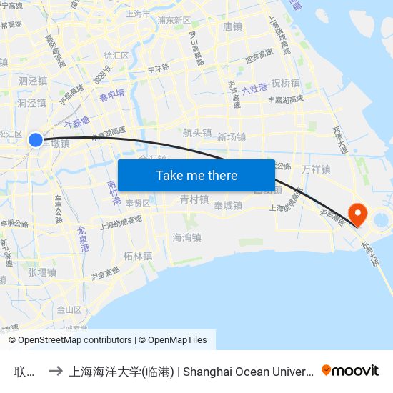 联阳路 to 上海海洋大学(临港) | Shanghai Ocean University(Lingang) map