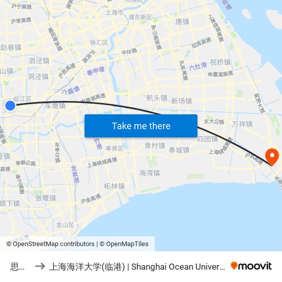 思贤路 to 上海海洋大学(临港) | Shanghai Ocean University(Lingang) map