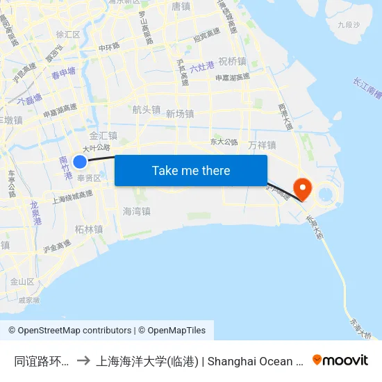 同谊路环城东路 to 上海海洋大学(临港) | Shanghai Ocean University(Lingang) map