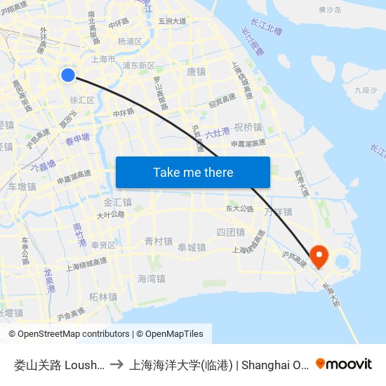 娄山关路 Loushanguan Road to 上海海洋大学(临港) | Shanghai Ocean University(Lingang) map