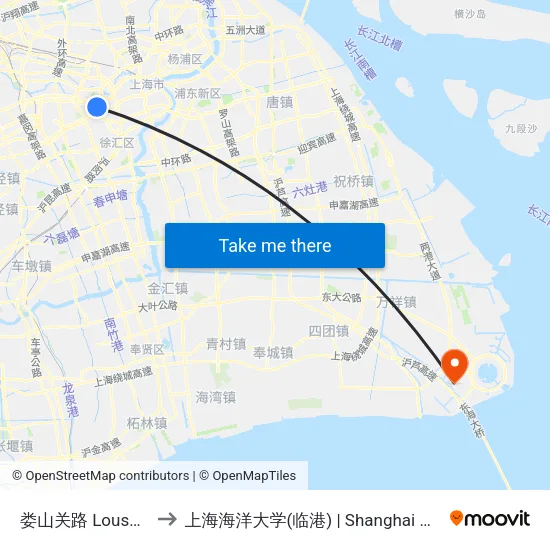 娄山关路 Loushanguan Road to 上海海洋大学(临港) | Shanghai Ocean University(Lingang) map