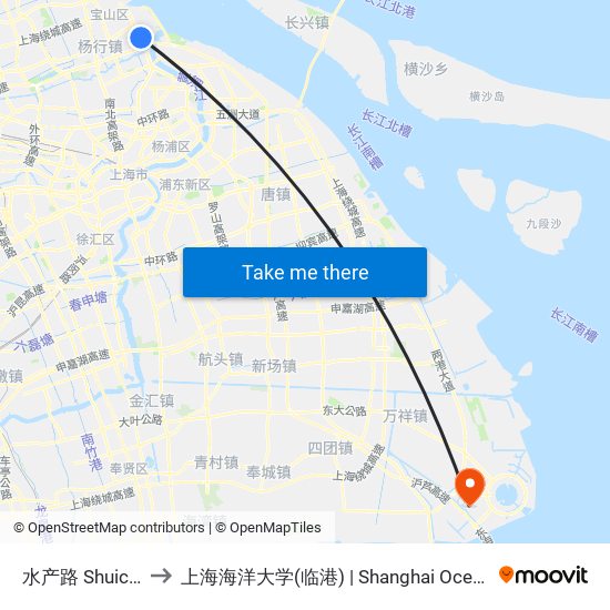 水产路 Shuichan Road to 上海海洋大学(临港) | Shanghai Ocean University(Lingang) map