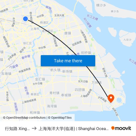 行知路 Xingzhi Road to 上海海洋大学(临港) | Shanghai Ocean University(Lingang) map