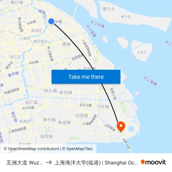 五洲大道 Wuzhou Avenue to 上海海洋大学(临港) | Shanghai Ocean University(Lingang) map