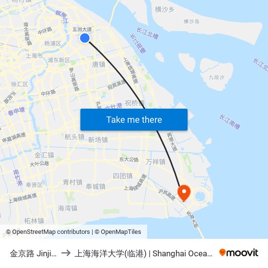 金京路 Jinjing Road to 上海海洋大学(临港) | Shanghai Ocean University(Lingang) map