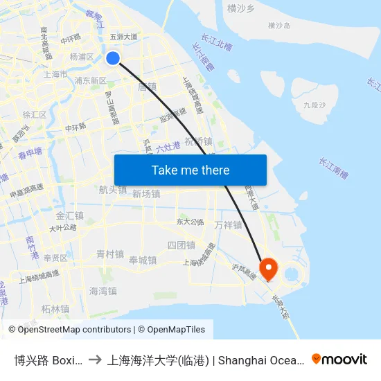 博兴路 Boxing Road to 上海海洋大学(临港) | Shanghai Ocean University(Lingang) map
