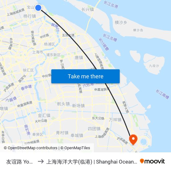 友谊路 Youyi Road to 上海海洋大学(临港) | Shanghai Ocean University(Lingang) map