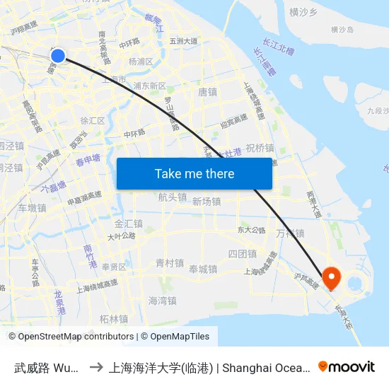 武威路 Wuwei Road to 上海海洋大学(临港) | Shanghai Ocean University(Lingang) map