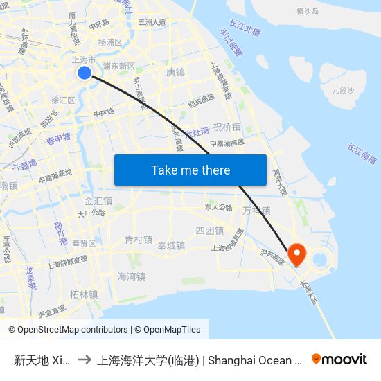新天地 Xintiandi to 上海海洋大学(临港) | Shanghai Ocean University(Lingang) map