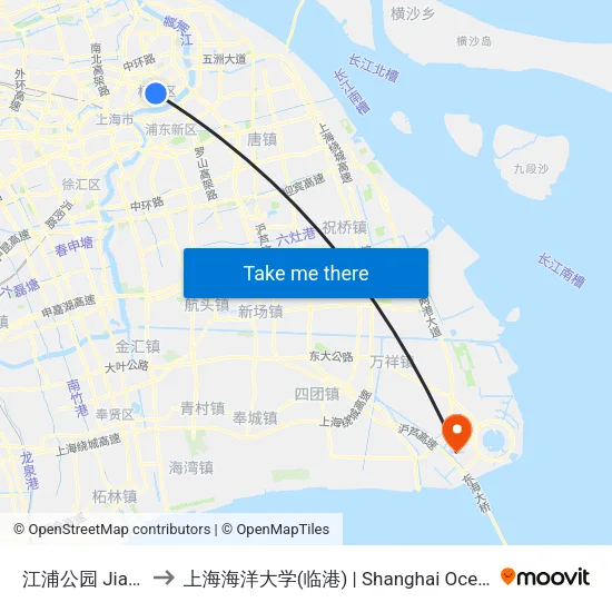 江浦公园 Jiangpu Park to 上海海洋大学(临港) | Shanghai Ocean University(Lingang) map