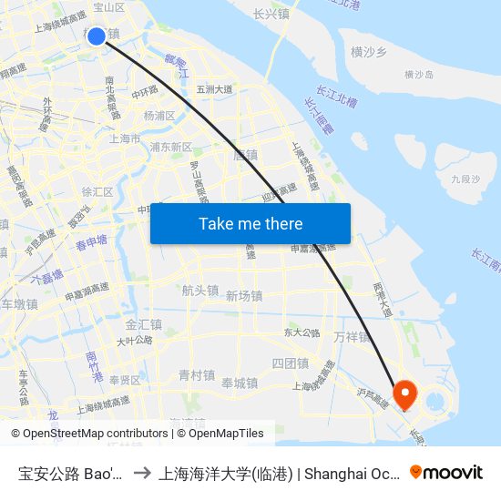 宝安公路 Bao'An Highway to 上海海洋大学(临港) | Shanghai Ocean University(Lingang) map