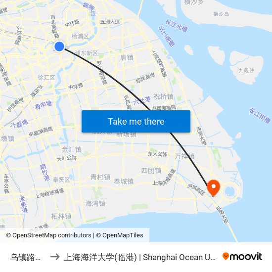 乌镇路蒙古路 to 上海海洋大学(临港) | Shanghai Ocean University(Lingang) map