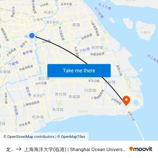 龙华 to 上海海洋大学(临港) | Shanghai Ocean University(Lingang) map