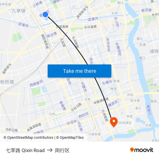 七莘路 Qixin Road to 闵行区 map