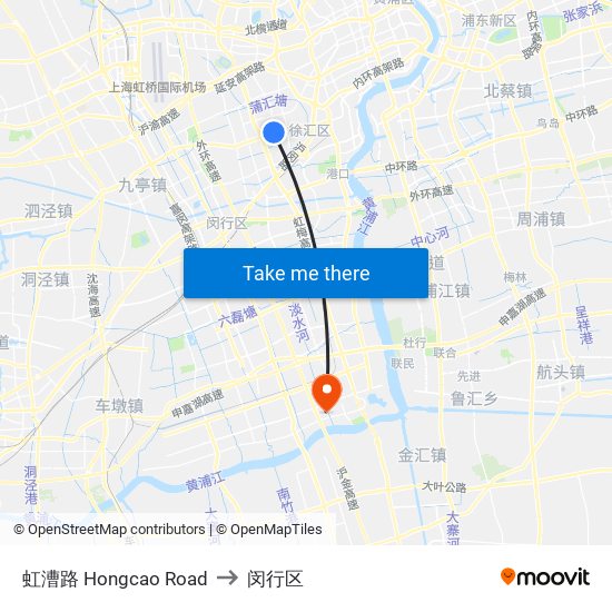 虹漕路 Hongcao Road to 闵行区 map