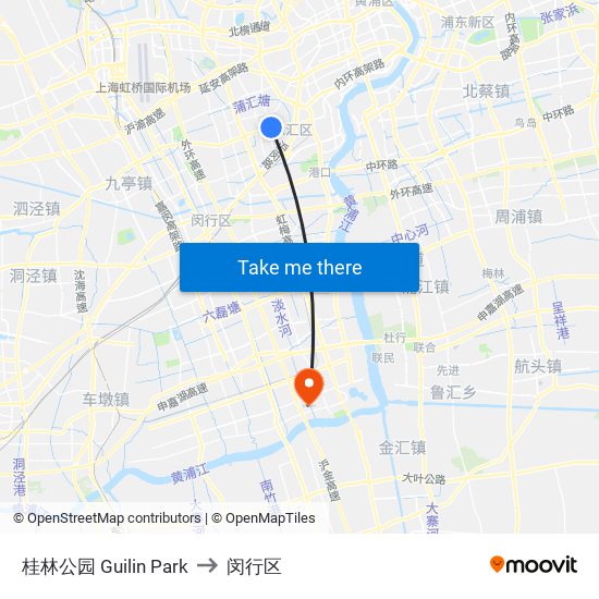 桂林公园 Guilin Park to 闵行区 map