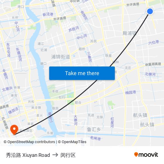 秀沿路 Xiuyan Road to 闵行区 map