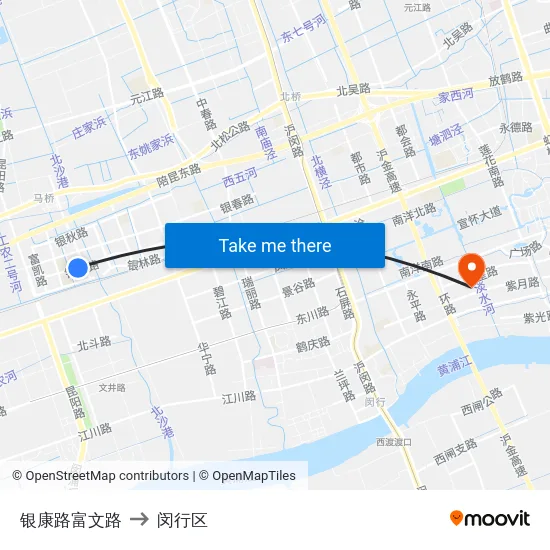 银康路富文路 to 闵行区 map