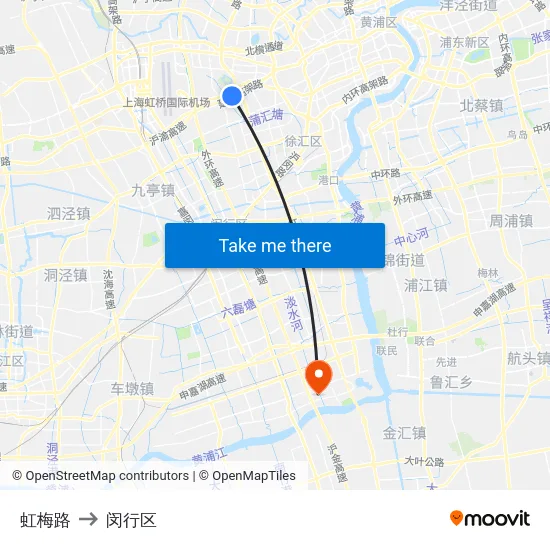 虹梅路 to 闵行区 map