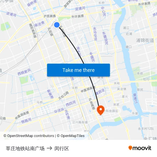 莘庄地铁站南广场 to 闵行区 map