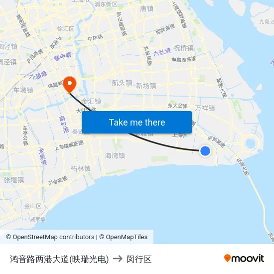 鸿音路两港大道(映瑞光电) to 闵行区 map