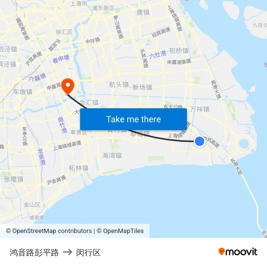 鸿音路彭平路 to 闵行区 map
