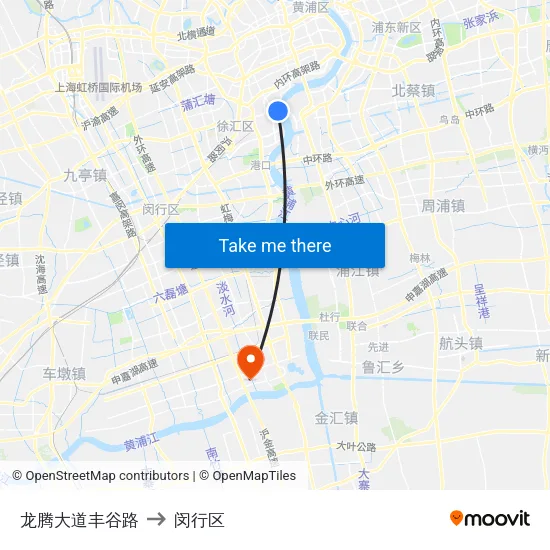 龙腾大道丰谷路 to 闵行区 map