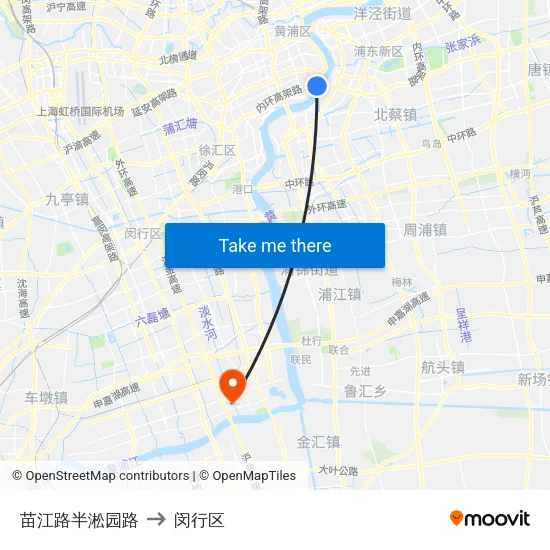 苗江路半淞园路 to 闵行区 map