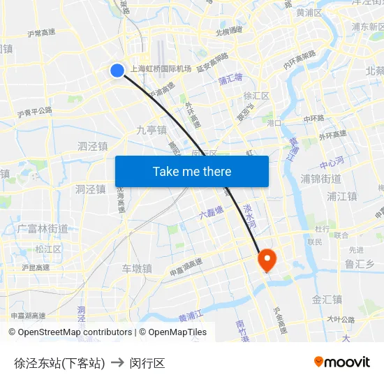 徐泾东站(下客站) to 闵行区 map
