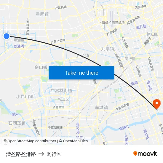 漕盈路盈港路 to 闵行区 map
